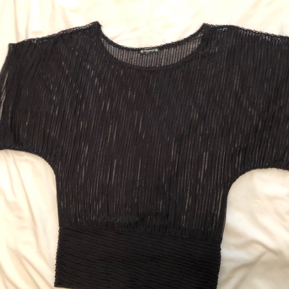 Black Woven Dolman Sleeved Shirt